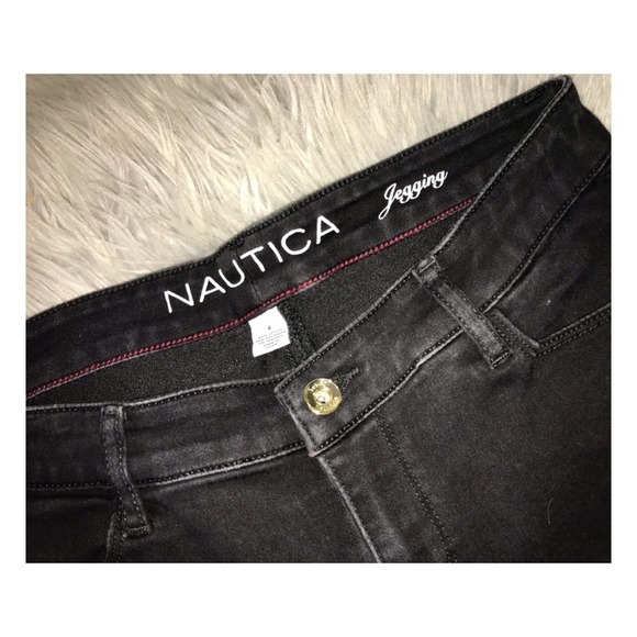 Black Jeggings by Nautica Gold details EUC Legging - Picture 2 of 8